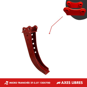 GODET MICRO-TRANCHÉE 2T-3T 120mm - PLATINE AXES LIBRES
