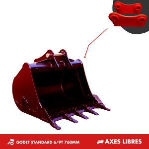 GODET TRANCHEE 6T-9T 760MM - AXES LIBRES