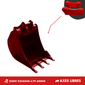 GODET TRANCHEE 6T-9T 600MM - AXES LIBRES