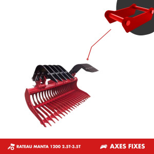 GODET RÂTEAU MANTA 2.5T-3.5T 1200MM - AXES FIXES