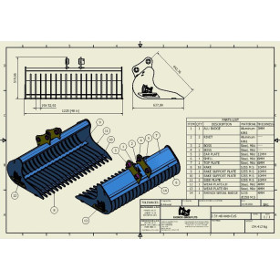 GODET RÂTEAU MANTA 2.5T-3.5T 1200MM - MARTIN M03