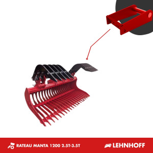 GODET RÂTEAU MANTA 2.5T-3.5T 1200MM - LEHNHOFF SW03