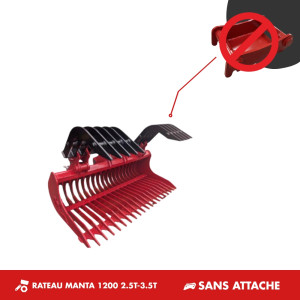 GODET RÂTEAU MANTA 2.5T-3.5T 1200MM - SANS ATTACHE