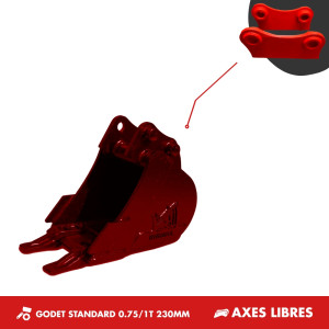 GODET TRANCHEE 0.75-1T 230MM - AXES LIBRES