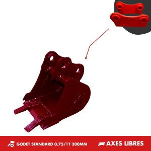 GODET TRANCHEE 0.75-1T 300MM - AXES LIBRES