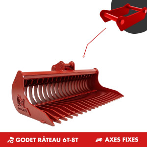 GODET RÂTEAU 7T-8T 1500MM - AXES FIXES