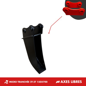 GODET MICRO-TRANCHÉE 2T-3T 150mm - PLATINE AXES LIBRES