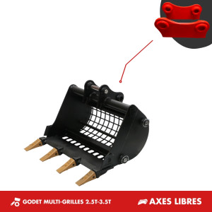 GODET MULTI-GRILLES 2.5T-3.5T - PLATINE AXES LIBRES