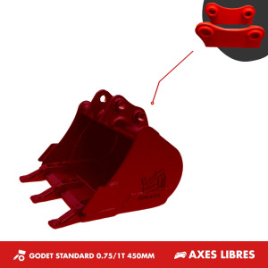 GODET TRANCHEE 0.75-1T 450MM - AXES LIBRES