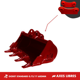GODET TRANCHEE 0.75-1T 600MM - AXES LIBRES