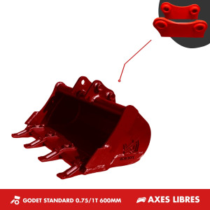 GODET TRANCHEE 0.75-1T 600MM - AXES LIBRES