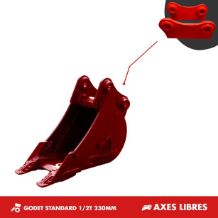 GODET TRANCHEE 1-2T 230MM - AXES LIBRES