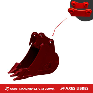 GODET TRANCHEE 2.5-3.5T 300MM - AXES LIBRES