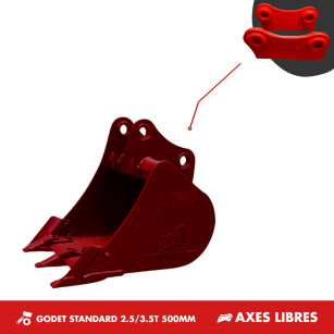 GODET TRANCHEE 2.5-3.5T 500MM - AXES LIBRES
