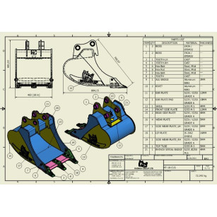 GODET TRANCHEE 4T-6T 450MM - AXES FIXES
