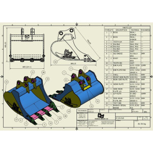 GODET TRANCHEE 4T-6T 600MM - AXES FIXES
