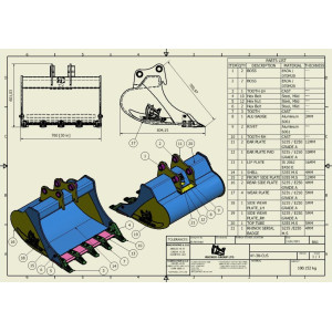 GODET TRANCHEE 4T-6T 900MM - AXES FIXES