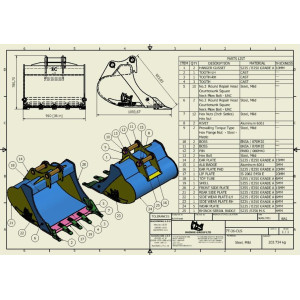 GODET TRANCHEE 6T-9T 900MM - AXES FIXES