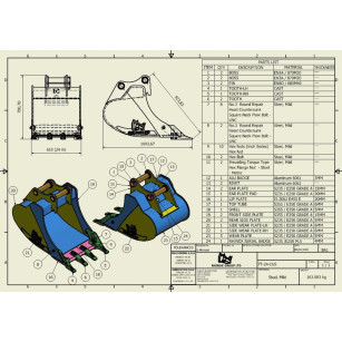 GODET TRANCHEE 6T-9T 600MM - AXES FIXES