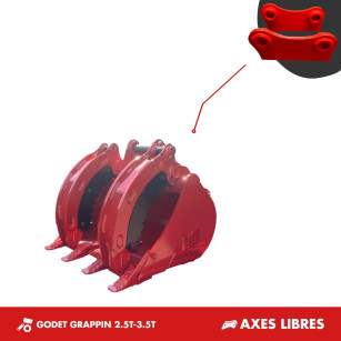 GODET GRAPPIN 760MM 2.5T-3.5T - AXES LIBRES