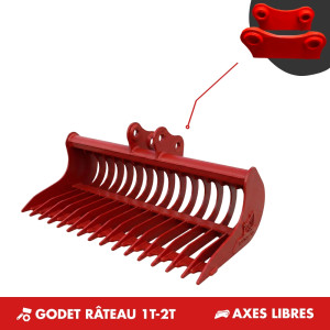 GODET RÂTEAU 1T-2T 900MM - AXES LIBRES