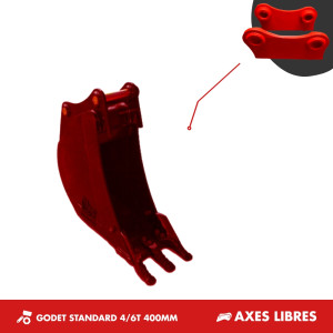 GODET TRANCHEE 4T-6T 400MM - AXES LIBRES