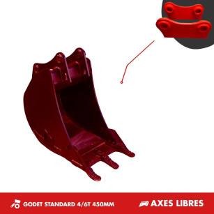 GODET TRANCHEE 4T-6T 450MM - AXES LIBRES