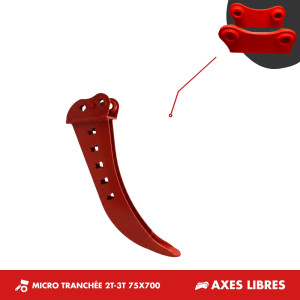 GODET MICRO-TRANCHÉE 2T-3T 75mm - PLATINE AXES LIBRES