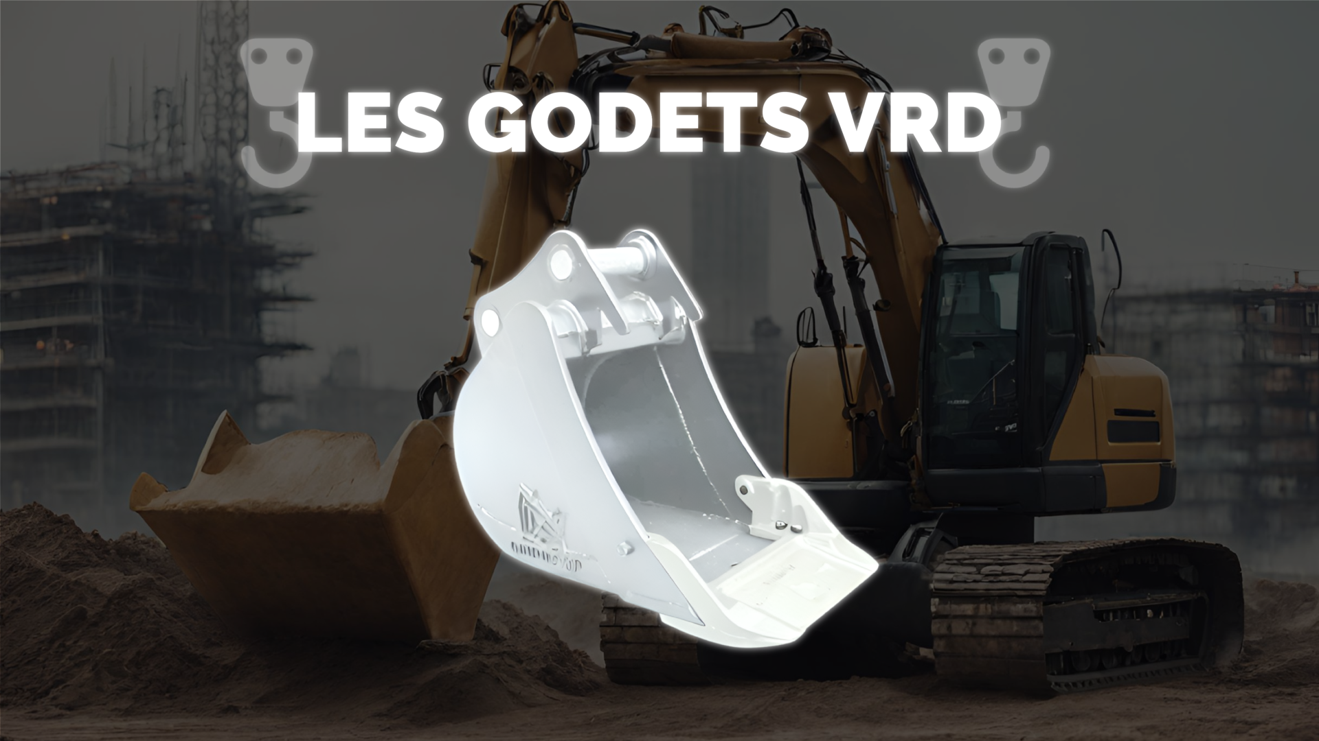 Photo godet standard pour quipement de construction, prsent dans un atelier ou un chantier de construction, illustrant la qualit et la robustesse des produits Rhinox, leader britannique dans la fourniture d’quipements pour engins de travaux publics